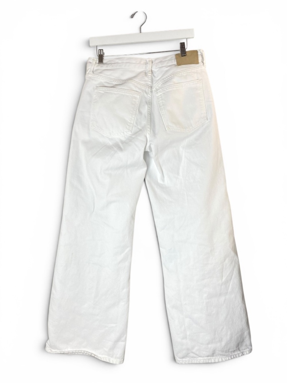 Zara Loose Wide Leg Mid-Rise Cotton Jean in White Size 6 - Picture 3 of 8